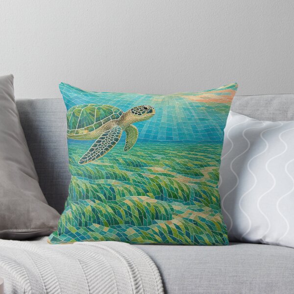 Item preview, Green Sea Turtle Seagrass Mosaic designed and sold by VerdantStudio.