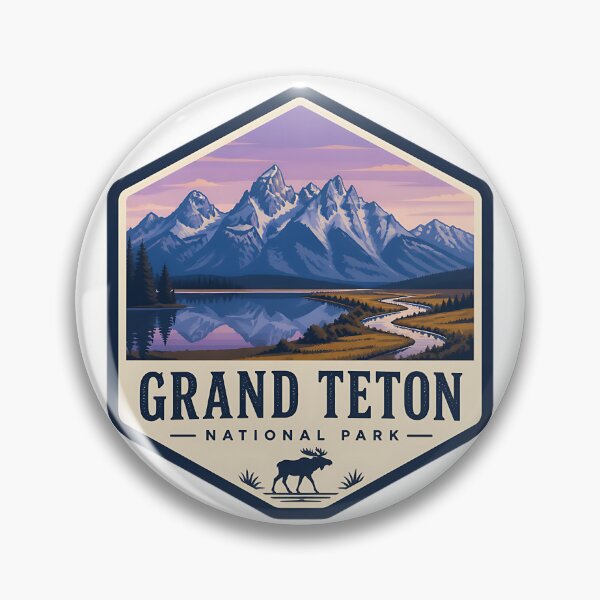 Item preview, Grand Teton National Park Vintage Hiking Travel Badge designed and sold by TravelersGems.