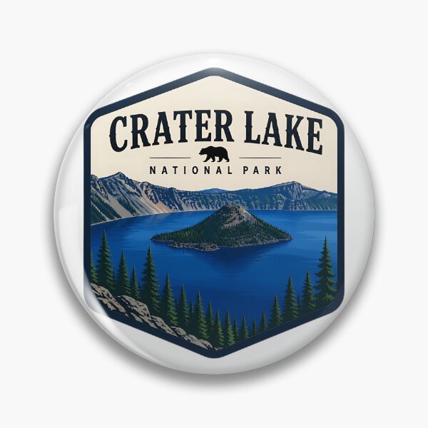 Item preview, Crater Lake National Park Vintage Hiking Travel Badge designed and sold by TravelersGems.