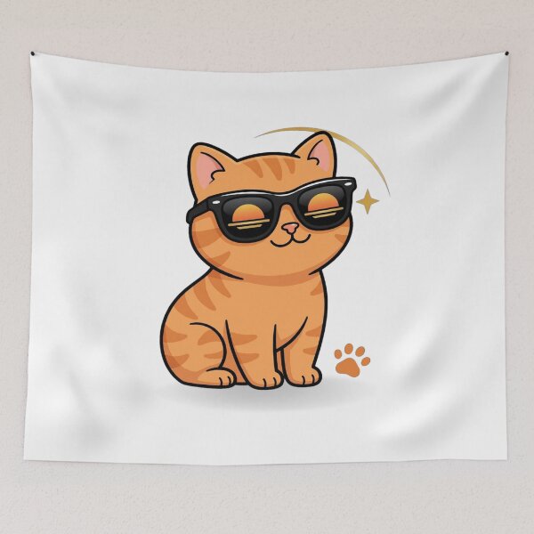 Item preview, Cool Cat with Sunglasses - Summer Vibes Orange Tabby Sticker designed and sold by MoonSoul Studio.