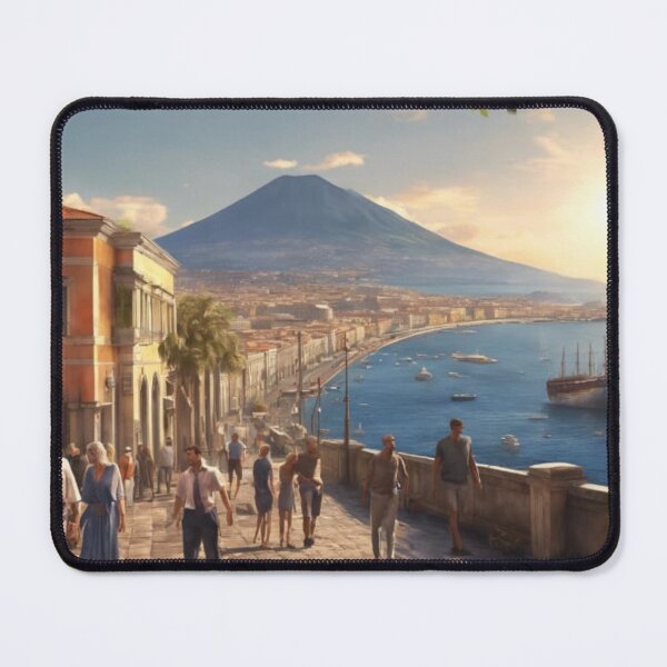 Item preview, Naples Italy Coastal Promenade Watercolor Landscape Art designed and sold by UmSkelig834.