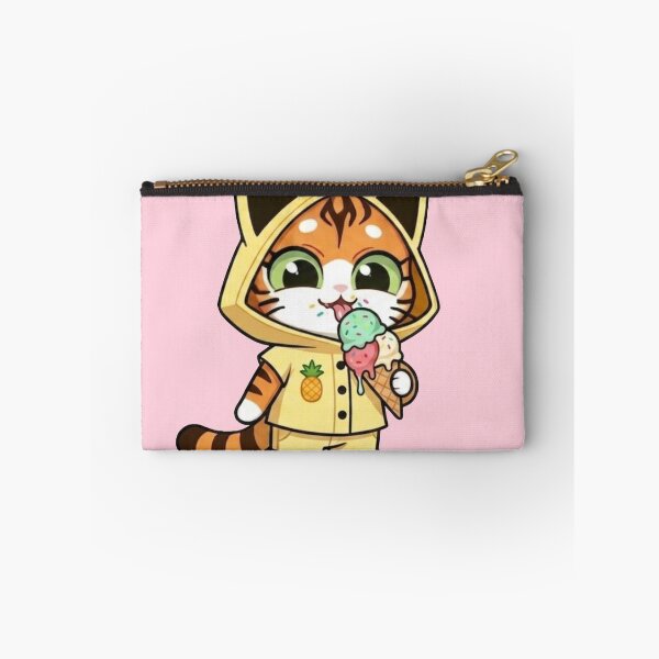 Item preview, Cute Kawaii Orange Tabby Cat with Ice Cream Cone & Pineapple Hoodie – Summer Dessert Art designed and sold by BLUESKY11a.