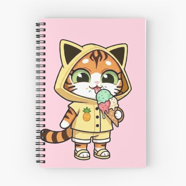 Item preview, Cute Kawaii Orange Tabby Cat with Ice Cream Cone & Pineapple Hoodie – Summer Dessert Art designed and sold by BLUESKY11a.