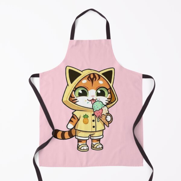 Item preview, Cute Kawaii Orange Tabby Cat with Ice Cream Cone & Pineapple Hoodie – Summer Dessert Art designed and sold by BLUESKY11a.