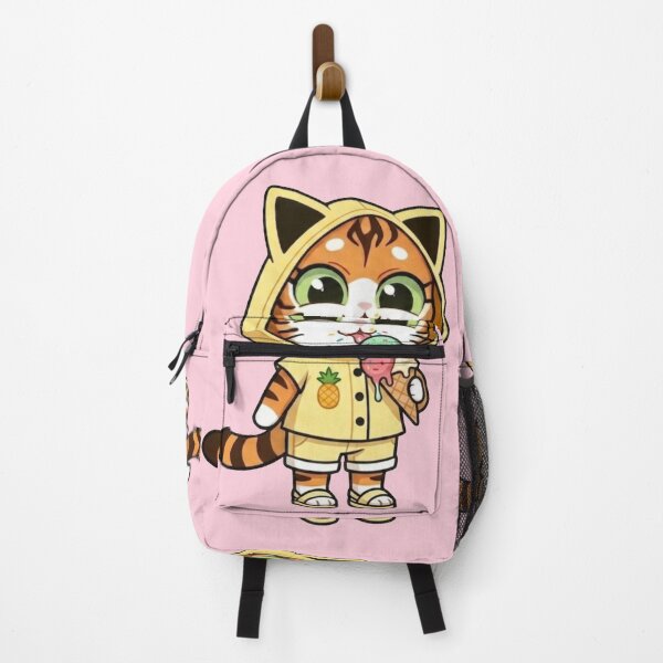 Item preview, Cute Kawaii Orange Tabby Cat with Ice Cream Cone & Pineapple Hoodie – Summer Dessert Art designed and sold by BLUESKY11a.