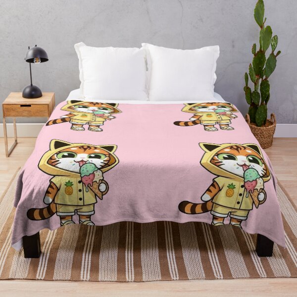 Item preview, Cute Kawaii Orange Tabby Cat with Ice Cream Cone & Pineapple Hoodie – Summer Dessert Art designed and sold by BLUESKY11a.