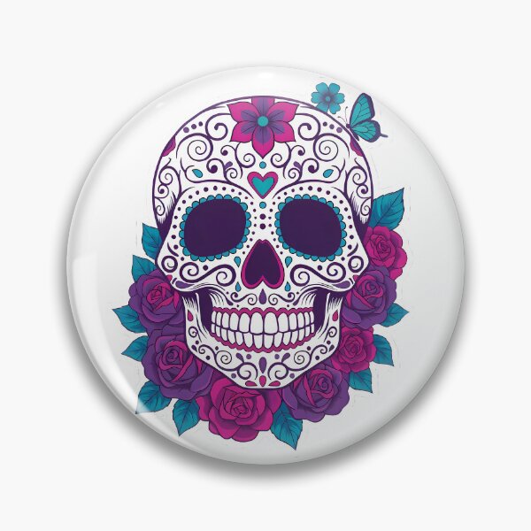 Item preview, Sugar Skull With Roses And Butterfly designed and sold by Linework Studio.