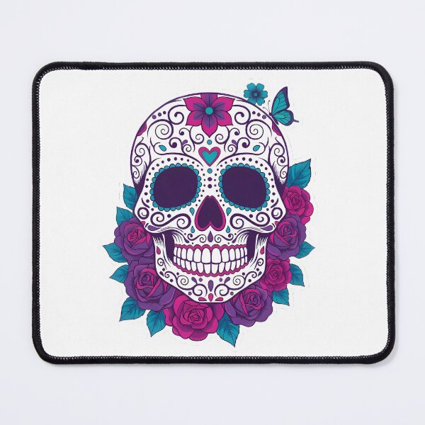 Item preview, Sugar Skull With Roses And Butterfly designed and sold by Linework Studio.