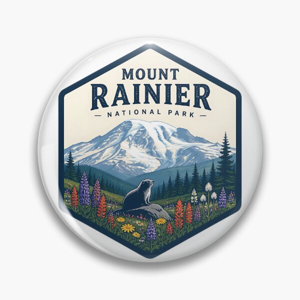 Item preview, Mount Rainier National Park Vintage Hiking Travel Badge designed and sold by TravelersGems.