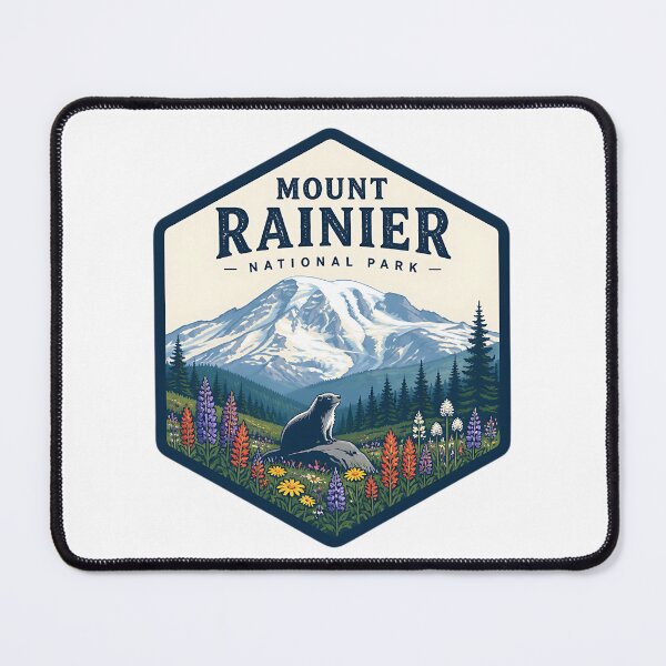 Item preview, Mount Rainier National Park Vintage Hiking Travel Badge designed and sold by TravelersGems.