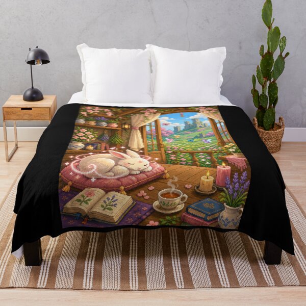 Item preview, Moonlit Rabbit in the Fairy Garden Cottage designed and sold by Sketchlegacy.