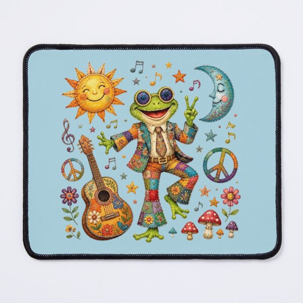 Item preview, Frog Hippie Patchwork Dance Peace and Music designed and sold by Natalia-Vlad.