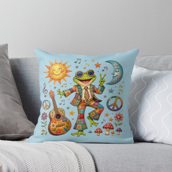 Item preview, Frog Hippie Patchwork Dance Peace and Music designed and sold by Natalia-Vlad.