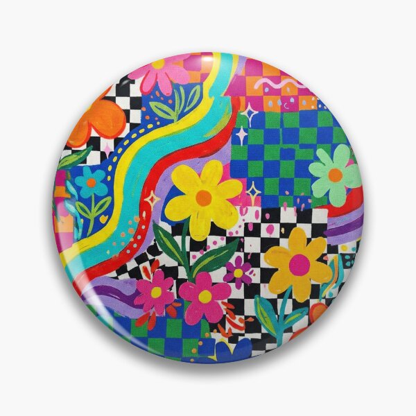 Item preview, Colorful Maximalist Retro Flower Checkerboard designed and sold by AEVORI.