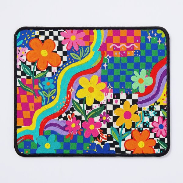 Item preview, Colorful Maximalist Retro Flower Checkerboard designed and sold by AEVORI.