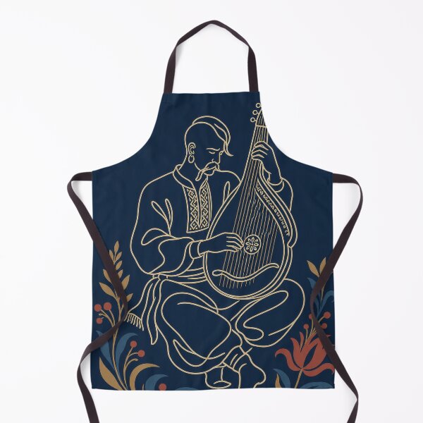 Item preview, Ukrainian Bandurist Folk Musician Gold Line Art designed and sold by ML-Media.