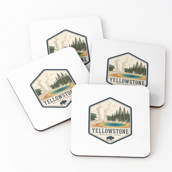 Item preview, Yellowstone National Park Vintage Hiking Travel Badge designed and sold by TravelersGems.