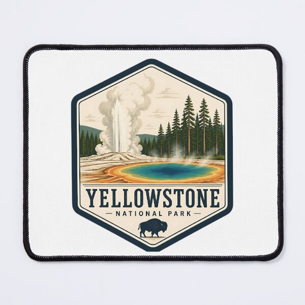 Item preview, Yellowstone National Park Vintage Hiking Travel Badge designed and sold by TravelersGems.