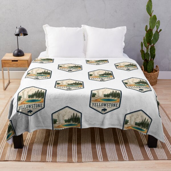 Item preview, Yellowstone National Park Vintage Hiking Travel Badge designed and sold by TravelersGems.