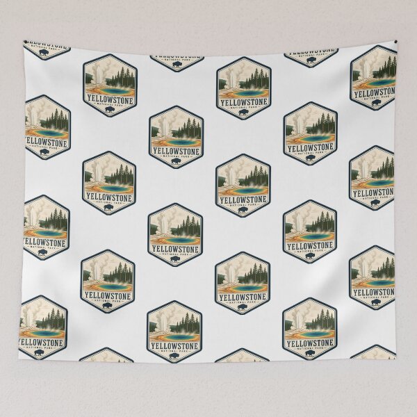 Item preview, Yellowstone National Park Vintage Hiking Travel Badge designed and sold by TravelersGems.