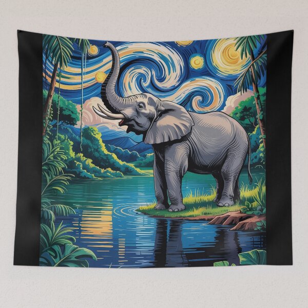 Item preview, Starry Night Elephant – Jungle Dream Oasis v3 designed and sold by DBWStudios.