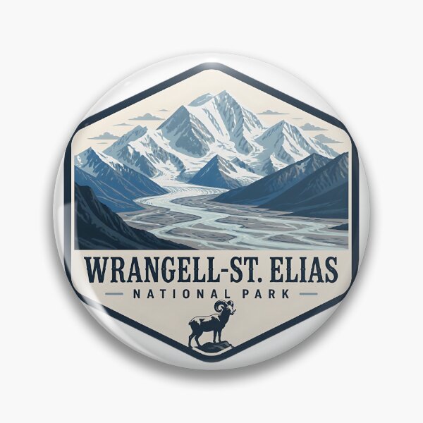 Item preview, Wrangell-St. Elias National Park Vintage Hiking Travel Badge designed and sold by TravelersGems.