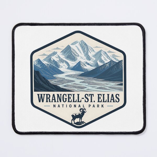 Item preview, Wrangell-St. Elias National Park Vintage Hiking Travel Badge designed and sold by TravelersGems.