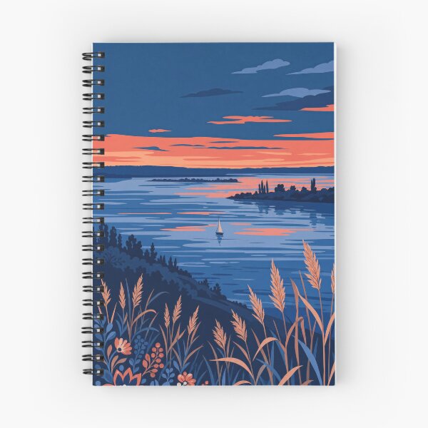 Item preview, Sunset River Landscape with Wildflowers designed and sold by ML-Media.