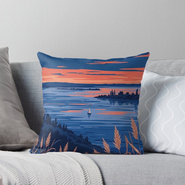 Item preview, Sunset River Landscape with Wildflowers designed and sold by ML-Media.