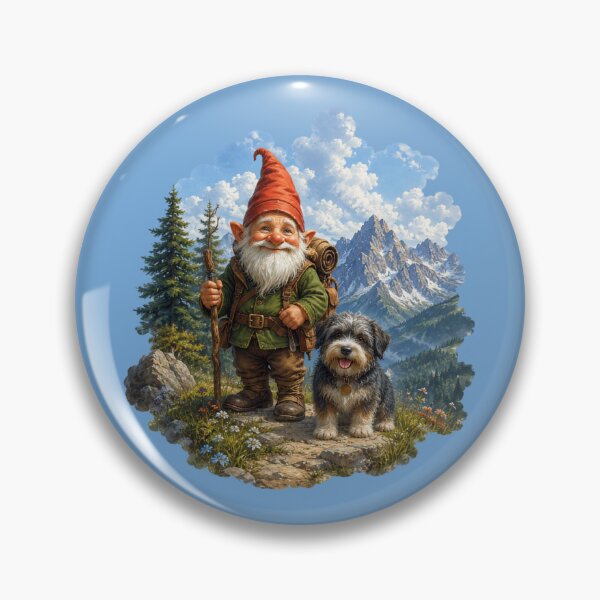 Item preview, Happy Alpine Hiking Gnome with Loyal Mountain Dog designed and sold by Alpine-Ink.