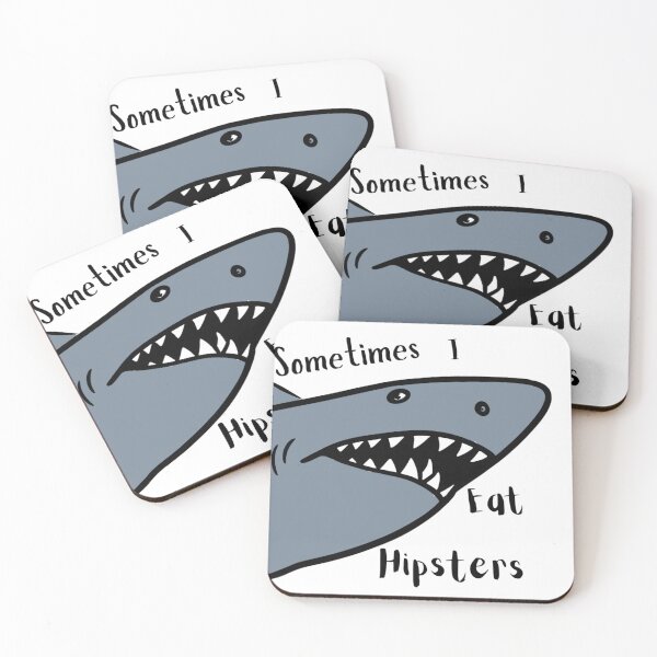 Item preview, Hipster Eating Shark  designed and sold by RoydonRoadTees.
