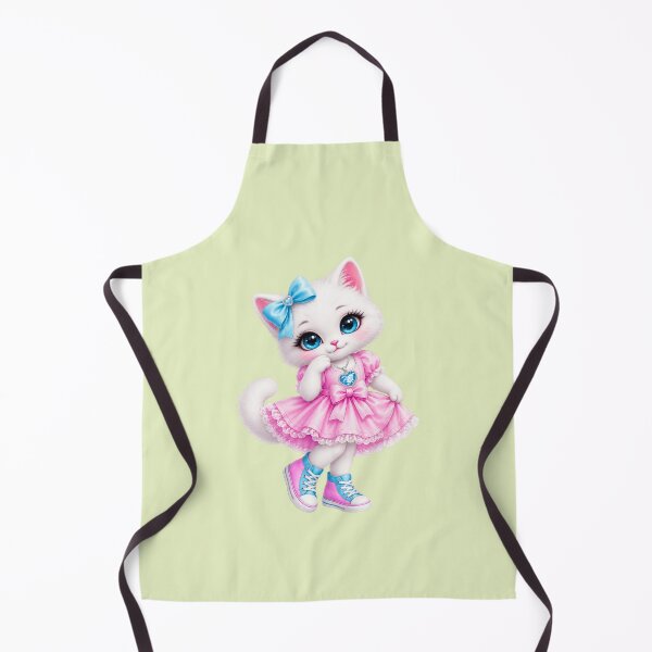 Item preview, Cute White Kitten Girl in Pink Dress and Blue Pink Sneakers designed and sold by Aimetoi.