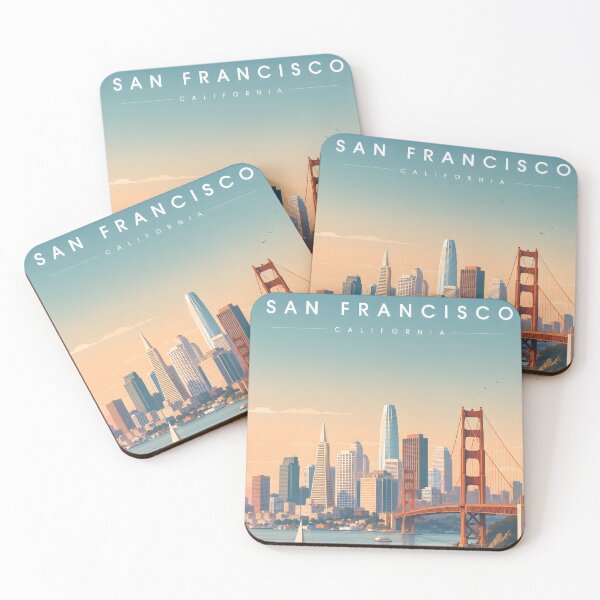 Item preview, Illustrated San Francisco California Travel Poster with Iconic City Landmarks designed and sold by ArtsyGlaze.