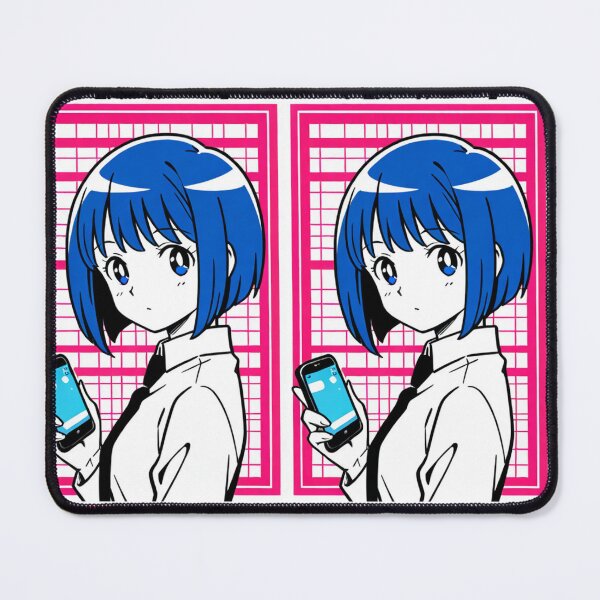 Item preview, Geometric Style - Young woman with blue hair and blue mobile designed and sold by AnimeShin.