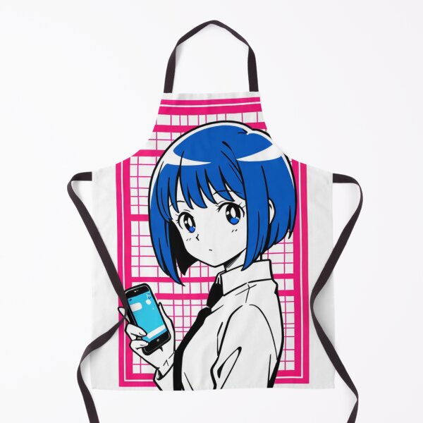 Item preview, Geometric Style - Young woman with blue hair and blue mobile designed and sold by AnimeShin.