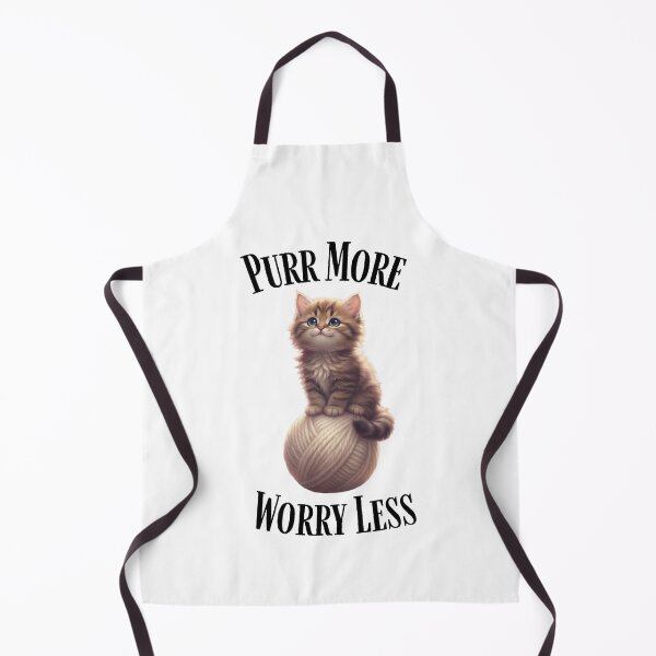 Item preview, Purr More Worry Less Fluffy Kitten on Yarn Ball Cat Quote designed and sold by Stone and Sage Prints.
