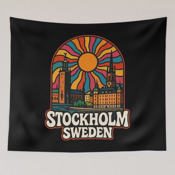 Item preview, Stockholm Sweden Colorful Trippy Art Travel designed and sold by TomFrontierArt.