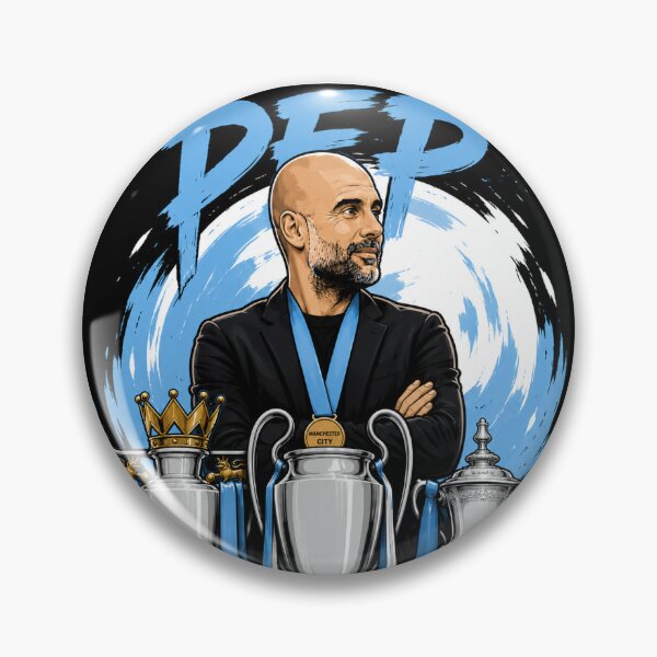 Item preview, Pep Guardiola Treble Graphic Print designed and sold by FanFueledStickers.
