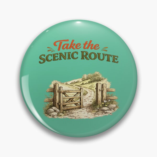 Item preview, Take the Scenic Route – Cozy Trail Gate Hand-Drawn Outdoor Illustration designed and sold by RosalesArts.