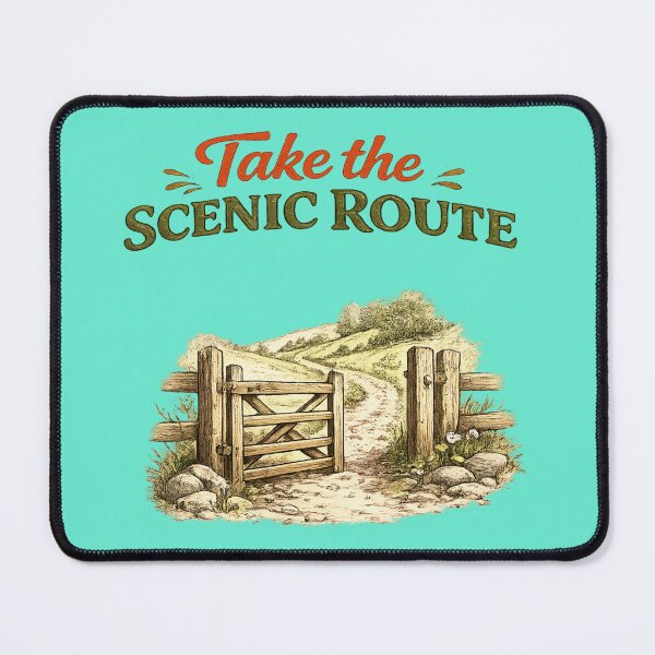 Item preview, Take the Scenic Route – Cozy Trail Gate Hand-Drawn Outdoor Illustration designed and sold by RosalesArts.
