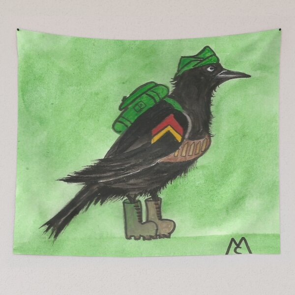 Item preview, Corporal Red-winged blackbird cartoon  designed and sold by Matt Starr Fine Art .