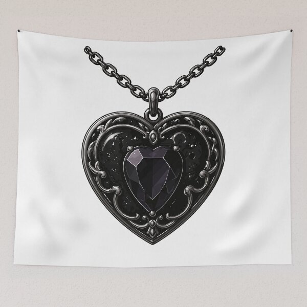 Item preview, Gothic Black Heart Pendant Necklace | Dark Romance Victorian Jewelry Aesthetic  designed and sold by RidaSalArt.