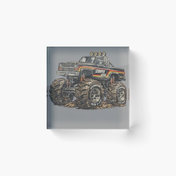 Item preview, Stomper 4X4 Monster Truck T-Shirt Retro Stripes, Racing Graphic. designed and sold by BlueLineLAX.