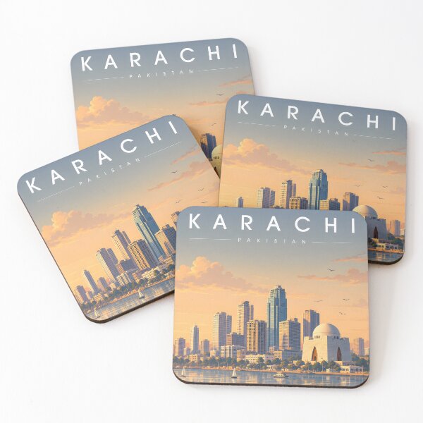 Item preview, Illustrated Karachi Sindh Pakistan Colorful Skyline Travel Poster designed and sold by ArtsyGlaze.