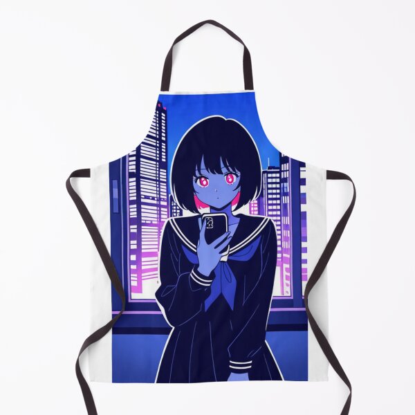 Item preview, Urban Scene - Young woman with neon eyes holding smartphone designed and sold by AnimeShin.