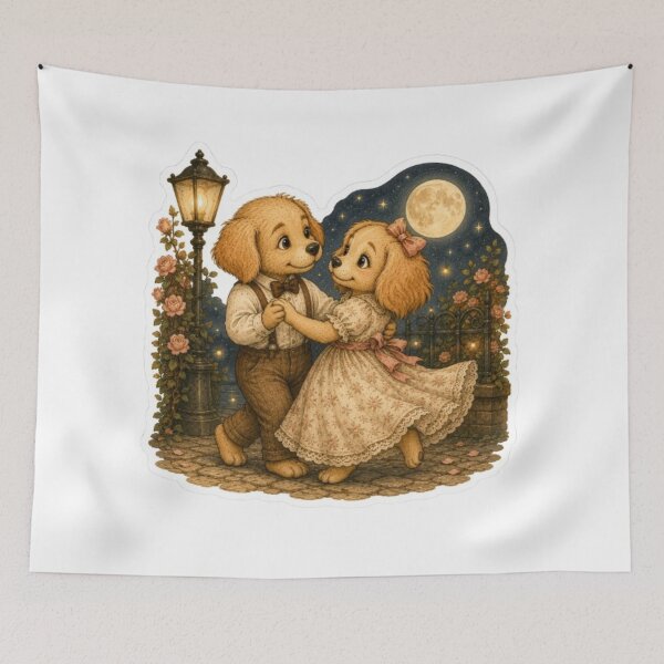 Item preview, Puppies Dancing Under Moonlight designed and sold by Snurly.