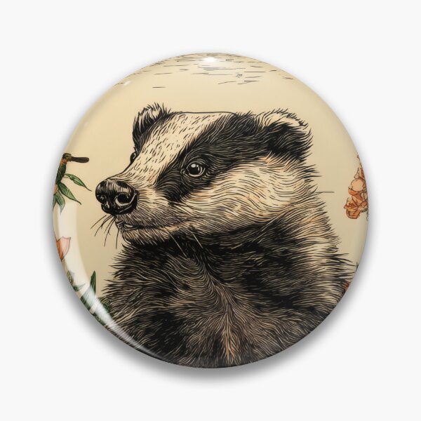 Item preview, Badger with Coffee Among Bristol Flowers designed and sold by CoffeeinBloom.