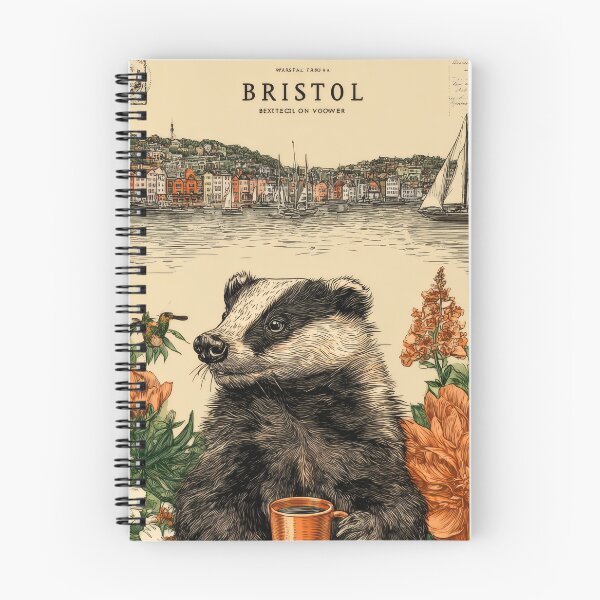 Item preview, Badger with Coffee Among Bristol Flowers designed and sold by CoffeeinBloom.