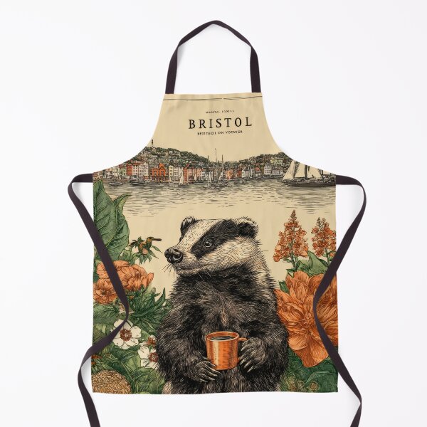 Item preview, Badger with Coffee Among Bristol Flowers designed and sold by CoffeeinBloom.