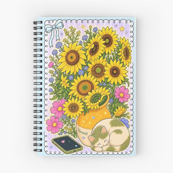 Item preview, Van Gogh’s Sunflowers and Sleeping Cat Art Parody designed and sold by anabellstar design co.
